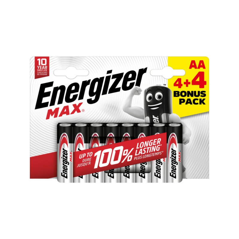 Monočlánok LR06, AA, Energizer MAX, 4+4ks